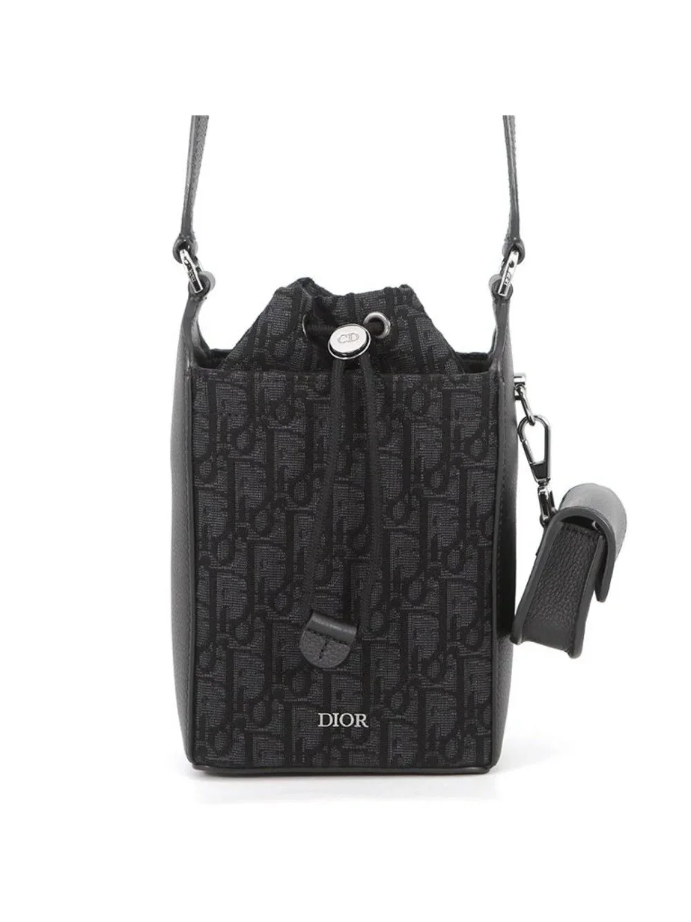 Dior Shoulder Bag Oblique Bucket Canvas Black